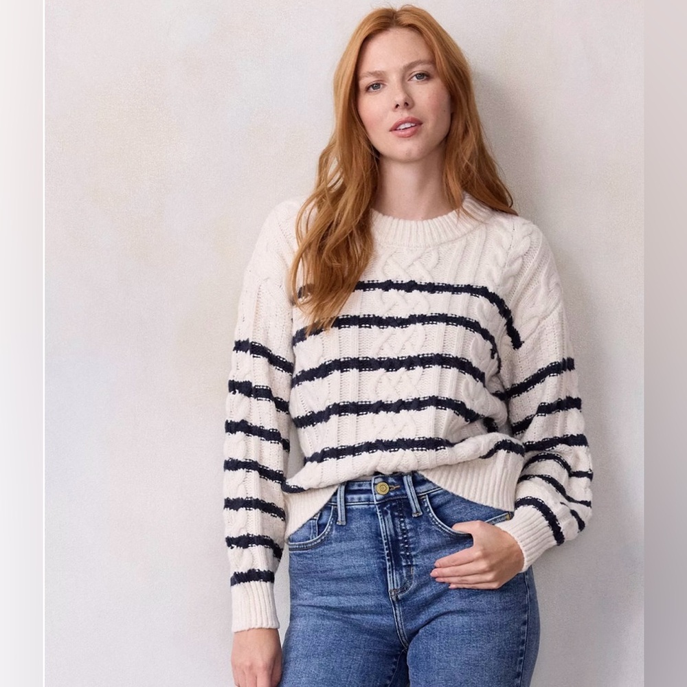 Lauren Conrad Crewneck Cabled Pullover